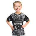 Personalized Collingwood Magpies Kid T Shirt Aboriginal Pattern with Graffiti Style