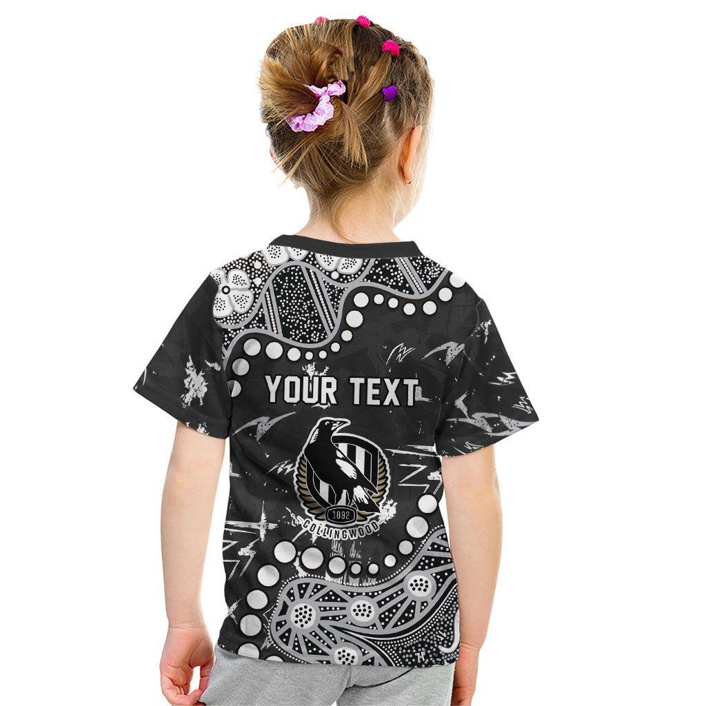 Personalized Collingwood Magpies Kid T Shirt Aboriginal Pattern with Graffiti Style