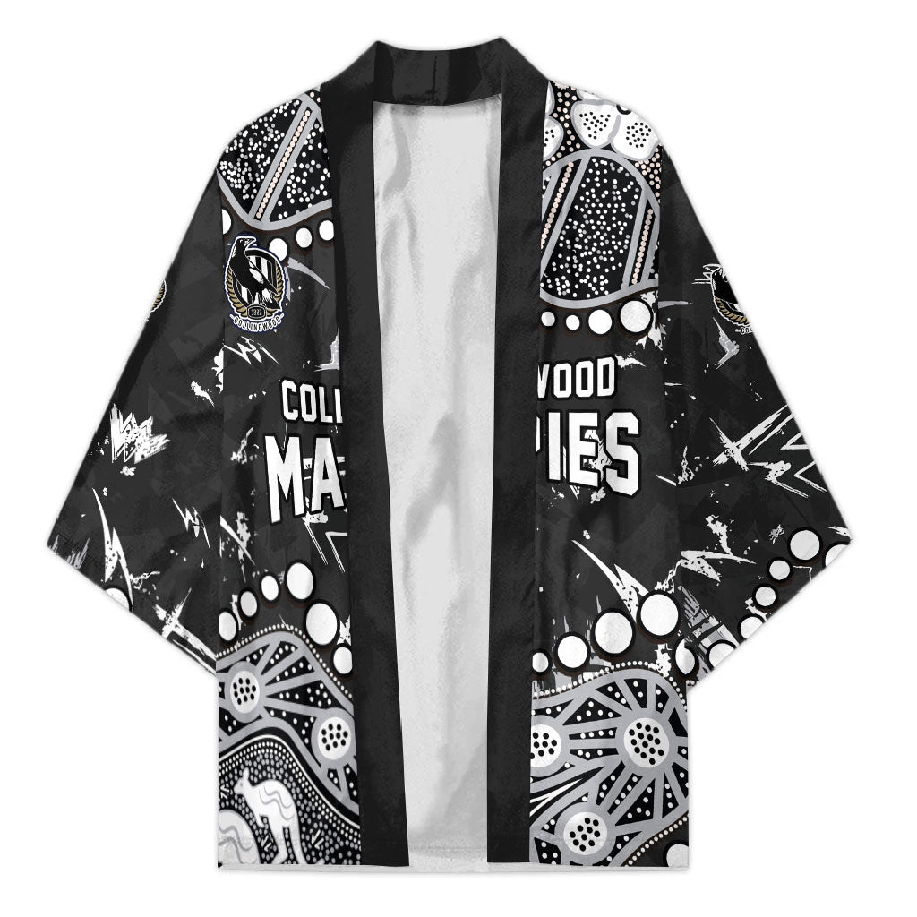 Personalized Collingwood Magpies Kimono Aboriginal Pattern with Graffiti Style