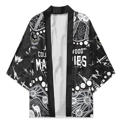 Personalized Collingwood Magpies Kimono Aboriginal Pattern with Graffiti Style