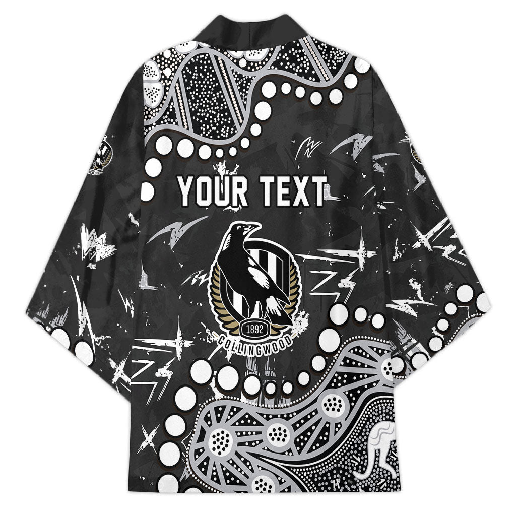 Personalized Collingwood Magpies Kimono Aboriginal Pattern with Graffiti Style