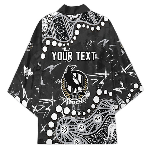 Personalized Collingwood Magpies Kimono Aboriginal Pattern with Graffiti Style