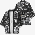 Personalized Collingwood Magpies Kimono Aboriginal Pattern with Graffiti Style
