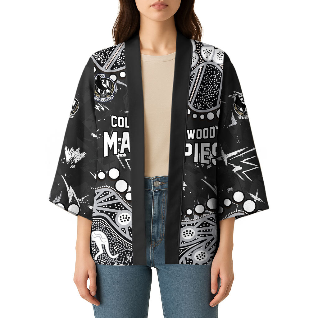 Personalized Collingwood Magpies Kimono Aboriginal Pattern with Graffiti Style