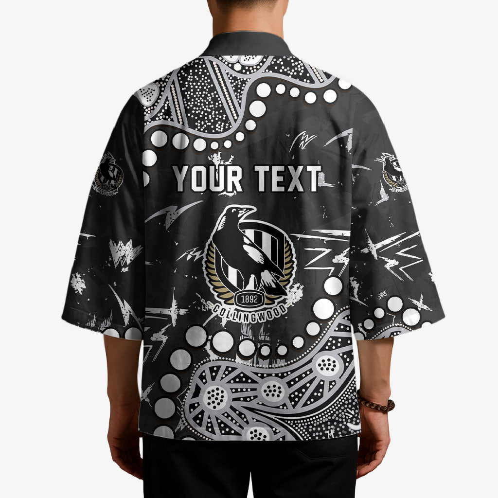 Personalized Collingwood Magpies Kimono Aboriginal Pattern with Graffiti Style