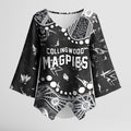 Personalized Collingwood Magpies Kimono Sleeve Blouse Aboriginal Pattern with Graffiti Style