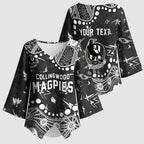 Personalized Collingwood Magpies Kimono Sleeve Blouse Aboriginal Pattern with Graffiti Style