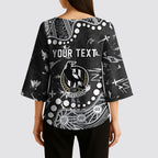 Personalized Collingwood Magpies Kimono Sleeve Blouse Aboriginal Pattern with Graffiti Style