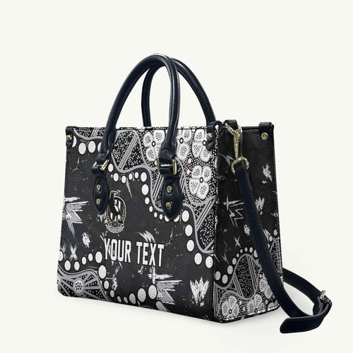 Personalized Collingwood Magpies Leather Bag Aboriginal Pattern with Graffiti Style