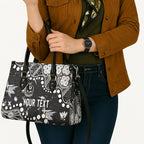 Personalized Collingwood Magpies Leather Bag Aboriginal Pattern with Graffiti Style