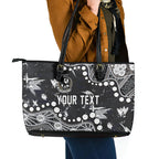 Personalized Collingwood Magpies Leather Tote Bag Aboriginal Pattern with Graffiti Style
