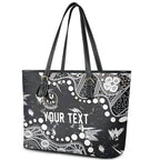 Personalized Collingwood Magpies Leather Tote Bag Aboriginal Pattern with Graffiti Style