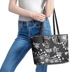 Personalized Collingwood Magpies Leather Tote Bag Aboriginal Pattern with Graffiti Style