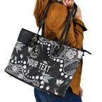 Personalized Collingwood Magpies Leather Tote Bag Aboriginal Pattern with Graffiti Style