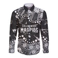 Personalized Collingwood Magpies Long Sleeve Button Shirt Aboriginal Pattern with Graffiti Style