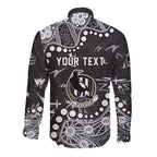 Personalized Collingwood Magpies Long Sleeve Button Shirt Aboriginal Pattern with Graffiti Style
