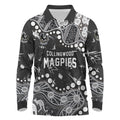 Personalized Collingwood Magpies Long Sleeve Polo Shirt Aboriginal Pattern with Graffiti Style