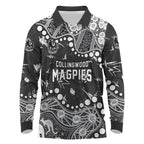 Personalized Collingwood Magpies Long Sleeve Polo Shirt Aboriginal Pattern with Graffiti Style