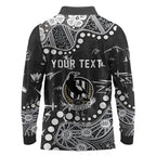 Personalized Collingwood Magpies Long Sleeve Polo Shirt Aboriginal Pattern with Graffiti Style