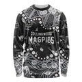 Personalized Collingwood Magpies Long Sleeve Shirt Aboriginal Pattern with Graffiti Style