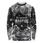 Personalized Collingwood Magpies Long Sleeve Shirt Aboriginal Pattern with Graffiti Style