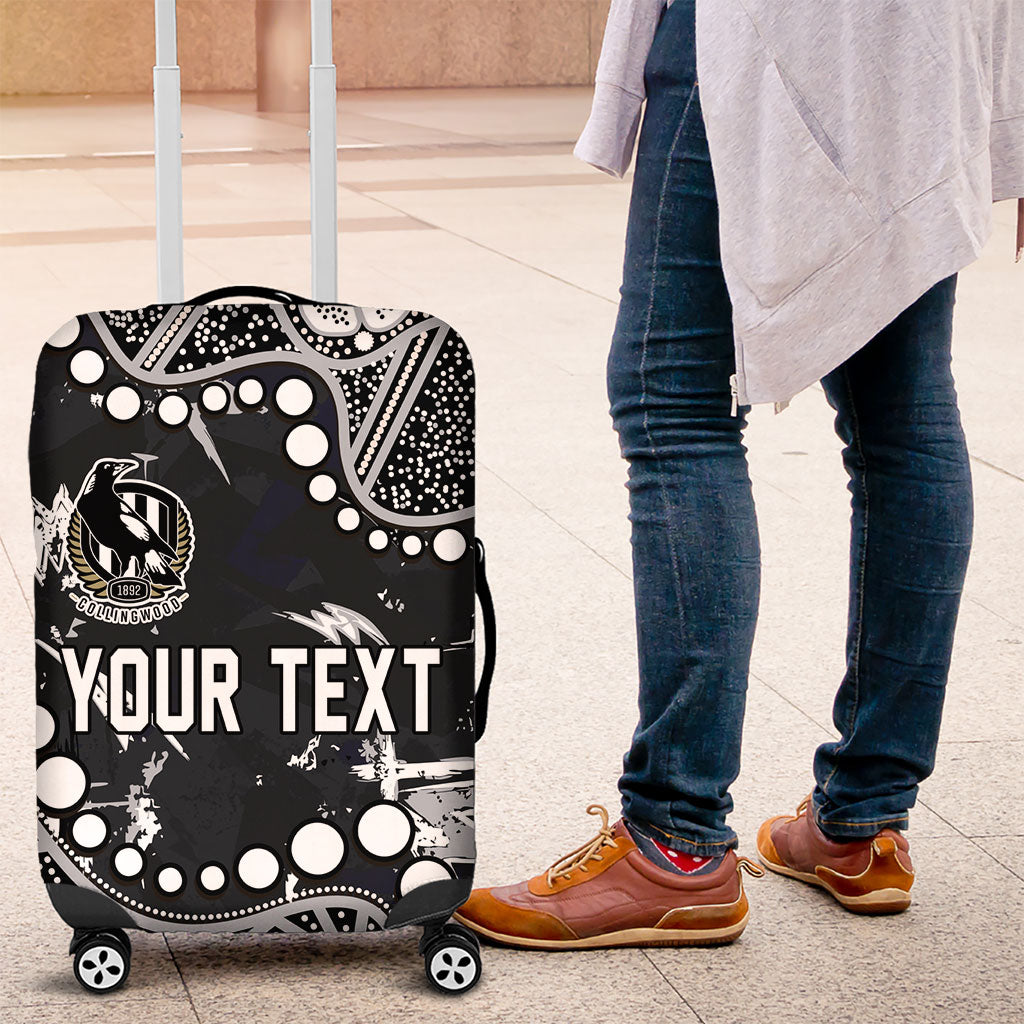 Personalized Collingwood Magpies Luggage Cover Aboriginal Pattern with Graffiti Style