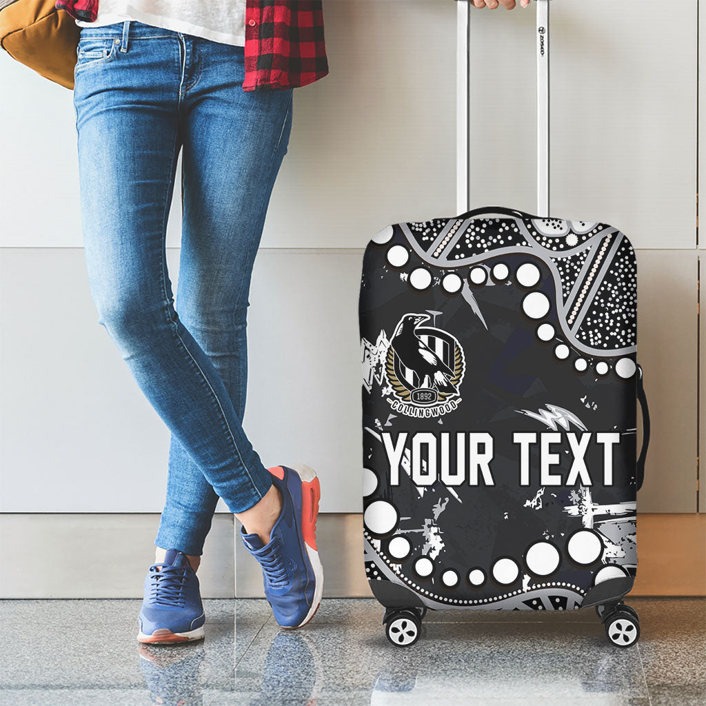 Personalized Collingwood Magpies Luggage Cover Aboriginal Pattern with Graffiti Style