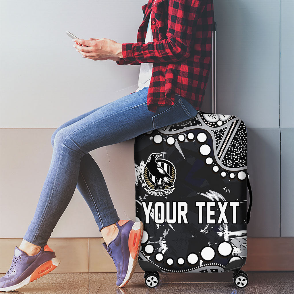 Personalized Collingwood Magpies Luggage Cover Aboriginal Pattern with Graffiti Style