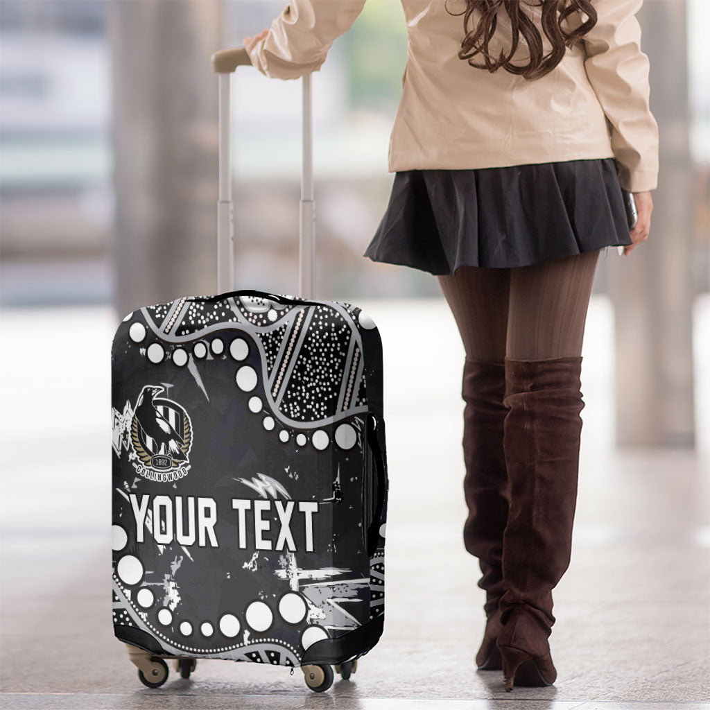 Personalized Collingwood Magpies Luggage Cover Aboriginal Pattern with Graffiti Style