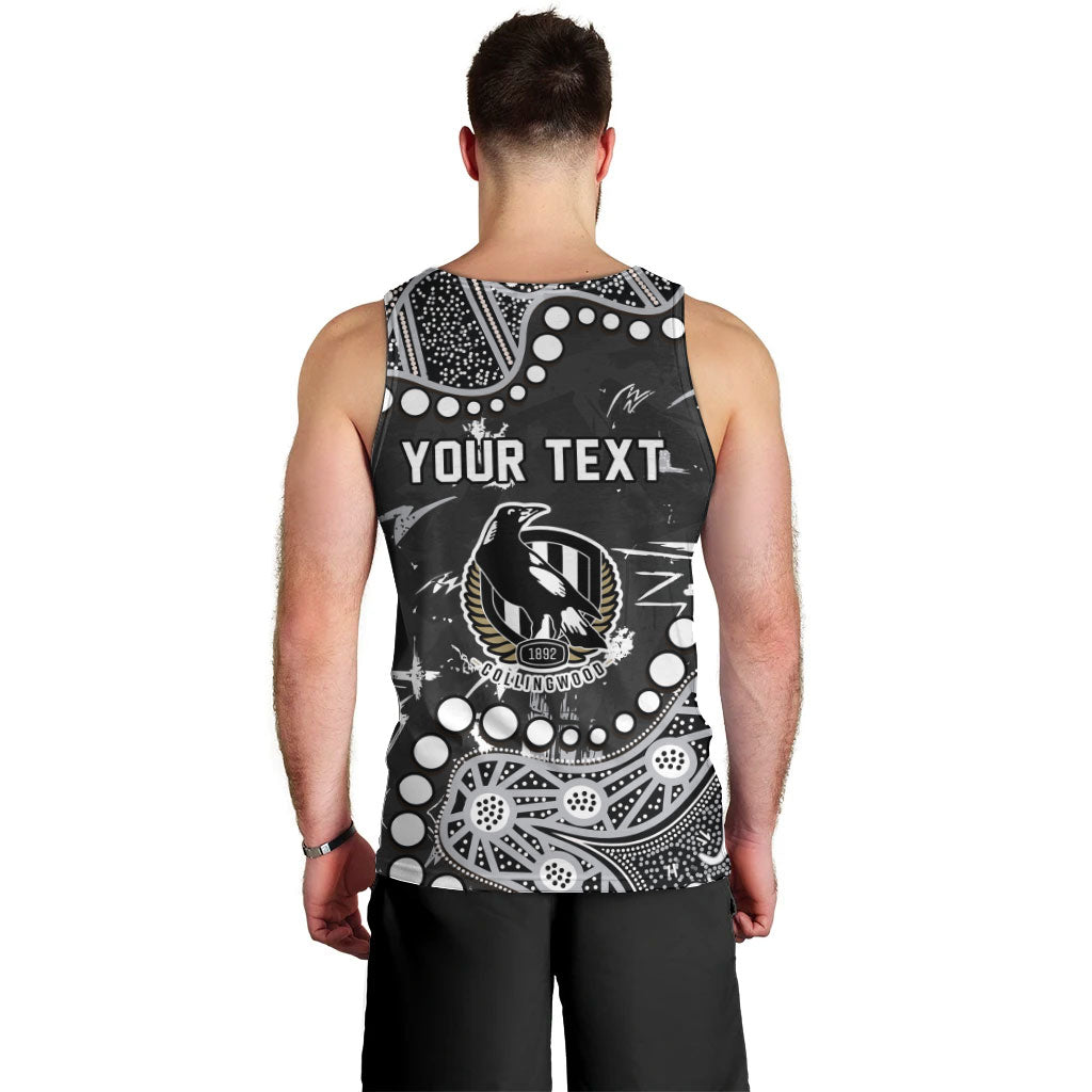 Personalized Collingwood Magpies Men Tank Top Aboriginal Pattern with Graffiti Style