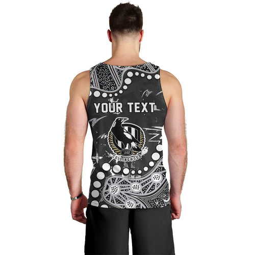 Personalized Collingwood Magpies Men Tank Top Aboriginal Pattern with Graffiti Style
