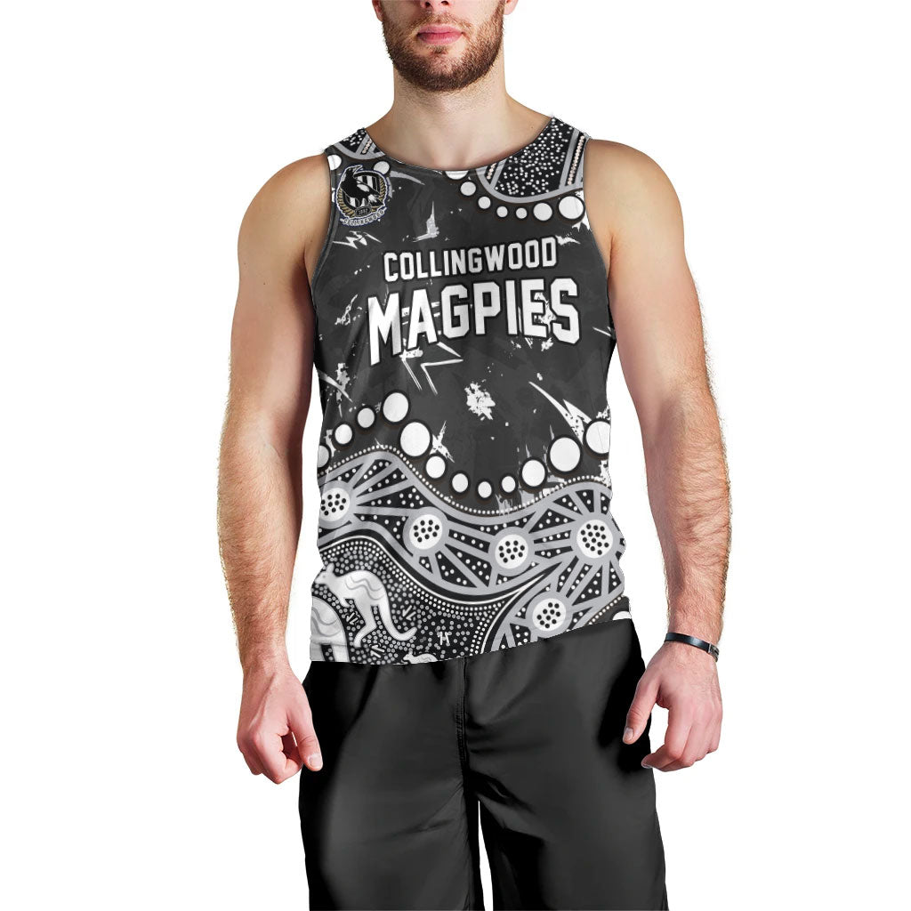 Personalized Collingwood Magpies Men Tank Top Aboriginal Pattern with Graffiti Style