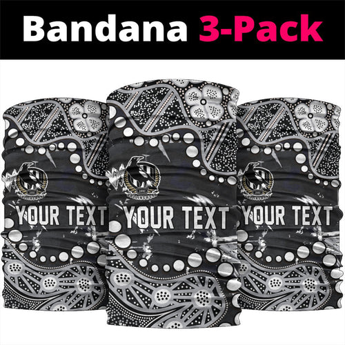 Personalized Collingwood Magpies Neck Gaiter Aboriginal Pattern with Graffiti Style