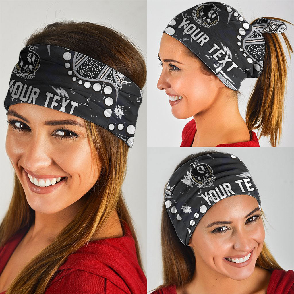 Personalized Collingwood Magpies Neck Gaiter Aboriginal Pattern with Graffiti Style