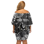 Personalized Collingwood Magpies Off Shoulder Short Dress Aboriginal Pattern with Graffiti Style