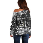 Personalized Collingwood Magpies Off Shoulder Sweater Aboriginal Pattern with Graffiti Style