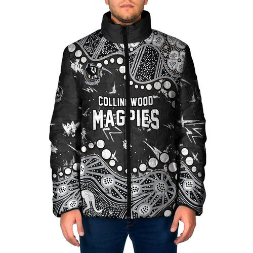 Personalized Collingwood Magpies Padded Jacket Aboriginal Pattern with Graffiti Style