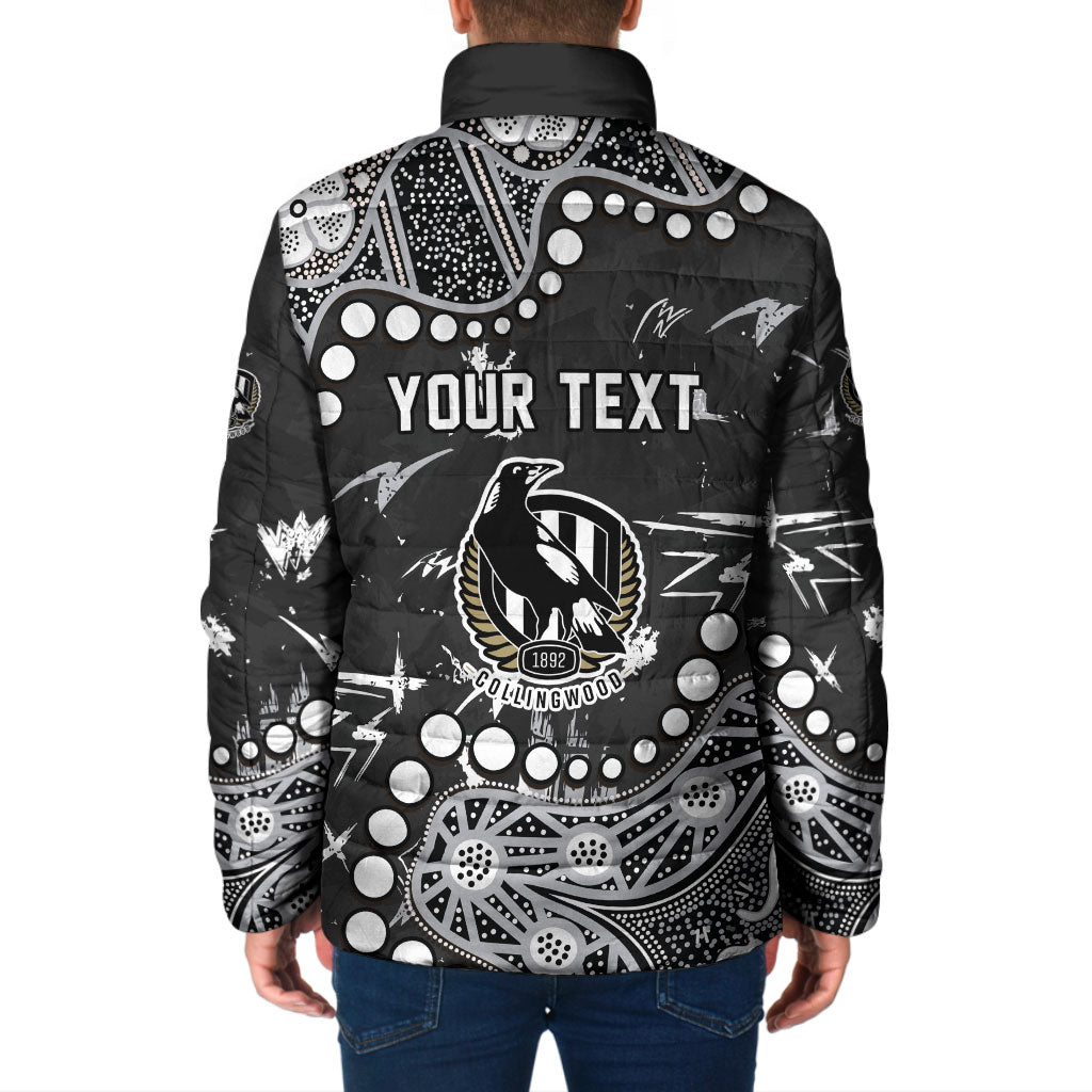 Personalized Collingwood Magpies Padded Jacket Aboriginal Pattern with Graffiti Style