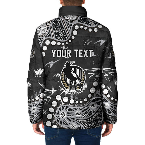 Personalized Collingwood Magpies Padded Jacket Aboriginal Pattern with Graffiti Style