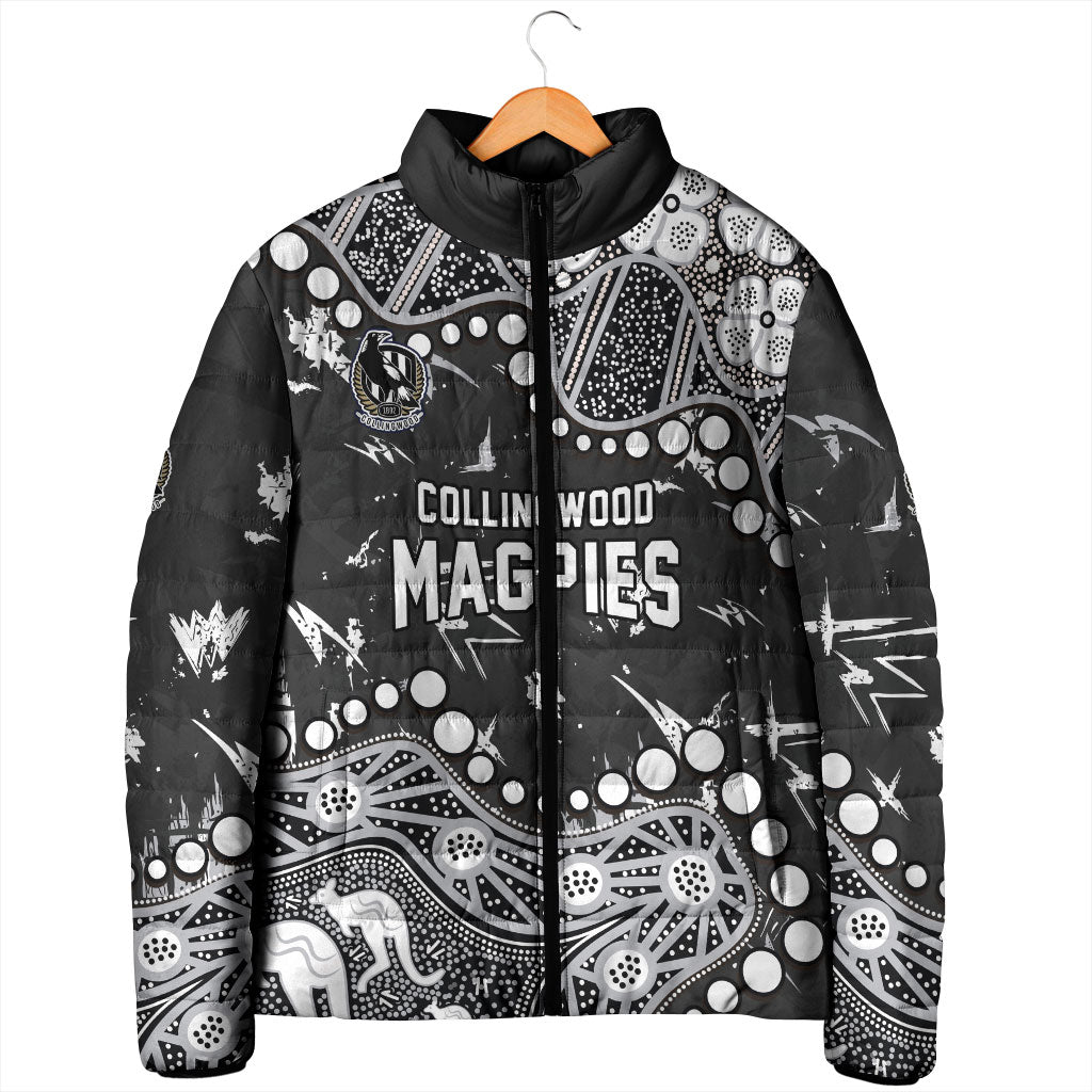 Personalized Collingwood Magpies Padded Jacket Aboriginal Pattern with Graffiti Style