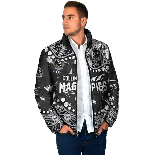 Personalized Collingwood Magpies Padded Jacket Aboriginal Pattern with Graffiti Style