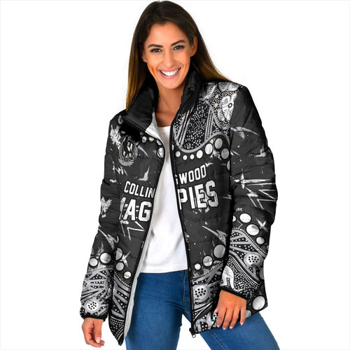 Personalized Collingwood Magpies Padded Jacket Aboriginal Pattern with Graffiti Style