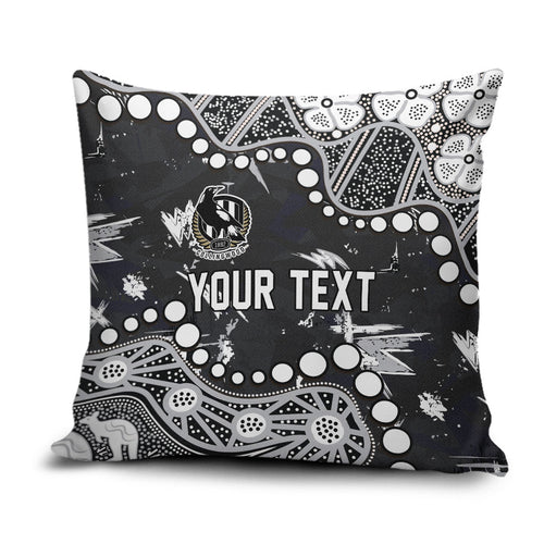Personalized Collingwood Magpies Pillow Cover Aboriginal Pattern with Graffiti Style