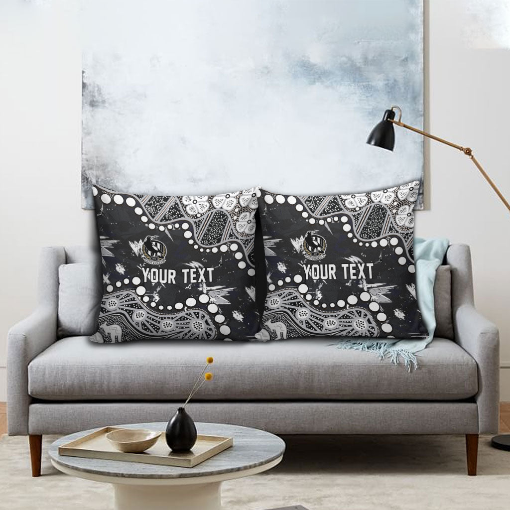 Personalized Collingwood Magpies Pillow Cover Aboriginal Pattern with Graffiti Style
