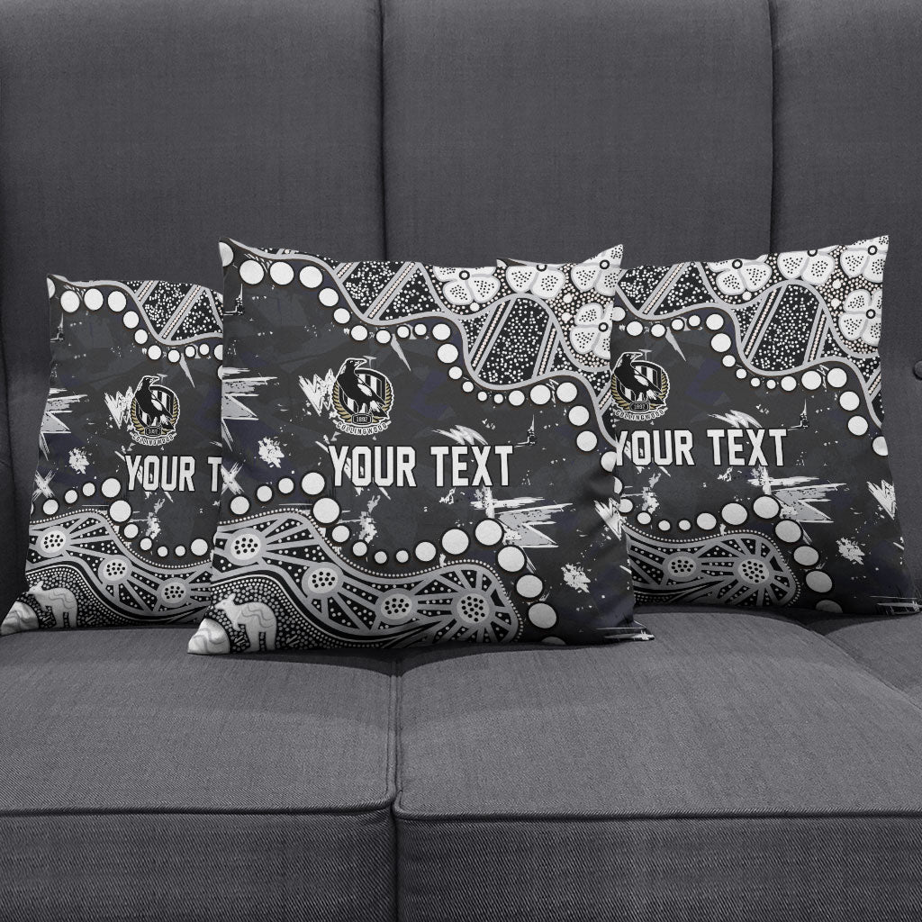 Personalized Collingwood Magpies Pillow Cover Aboriginal Pattern with Graffiti Style