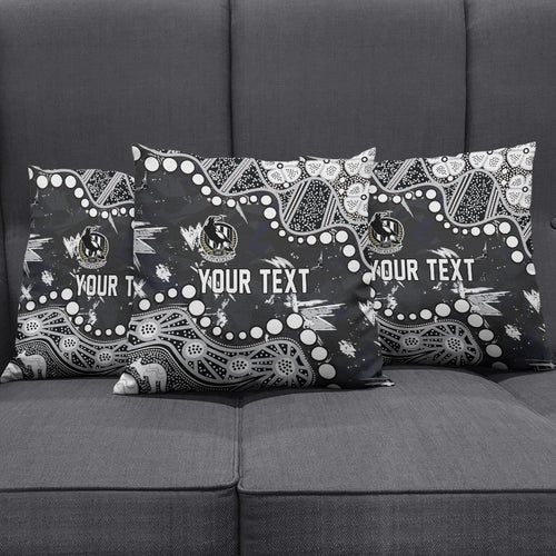 Personalized Collingwood Magpies Pillow Cover Aboriginal Pattern with Graffiti Style