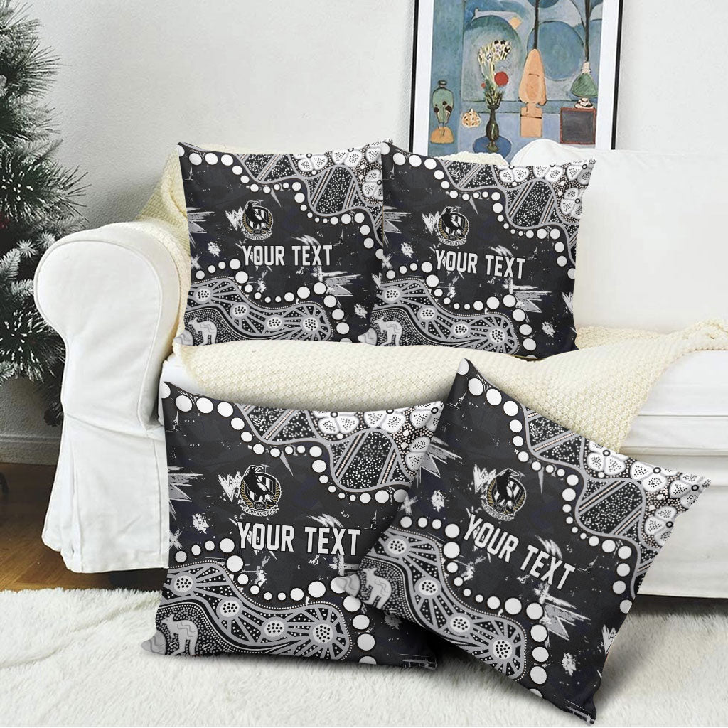 Personalized Collingwood Magpies Pillow Cover Aboriginal Pattern with Graffiti Style