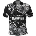 Personalized Collingwood Magpies Polo Shirt Aboriginal Pattern with Graffiti Style