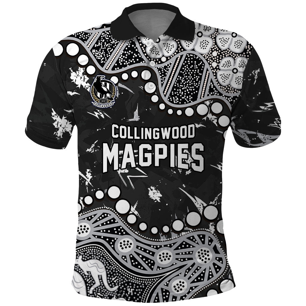Personalized Collingwood Magpies Polo Shirt Aboriginal Pattern with Graffiti Style