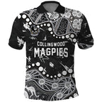 Personalized Collingwood Magpies Polo Shirt Aboriginal Pattern with Graffiti Style